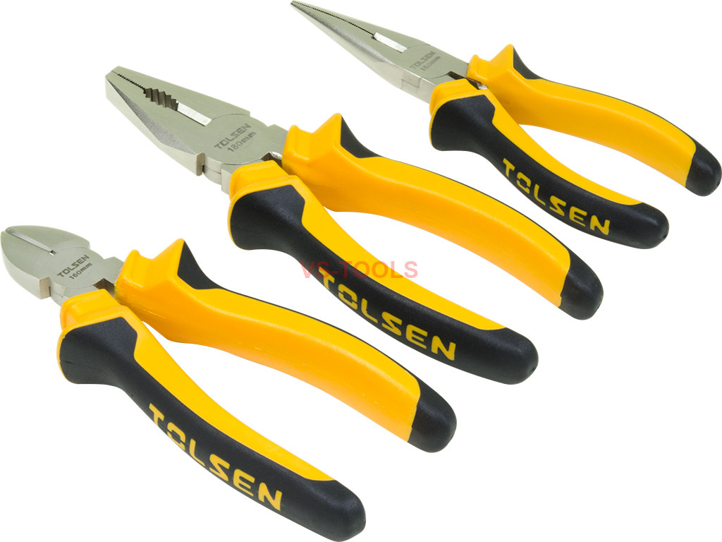 Effektwerk 3 Pc Electricians Pliers Set, Insulated & VDE Tested For