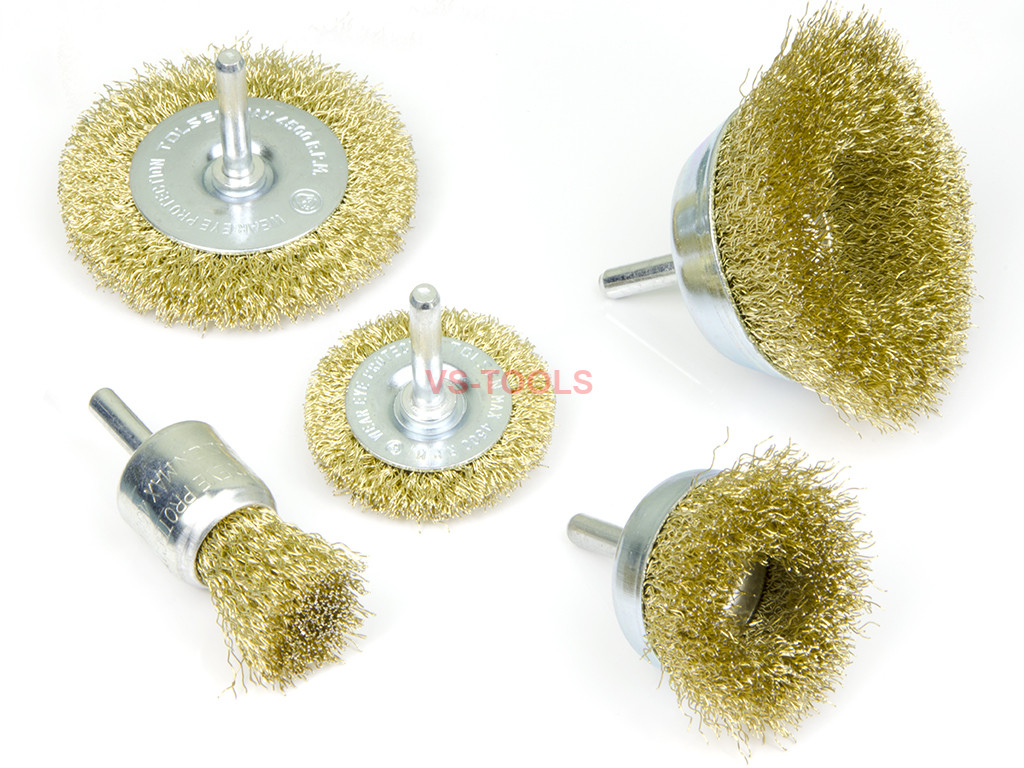 5pcs Wire Brush Wheel Set Rust Paint Cleaning Drill Bit Attachment