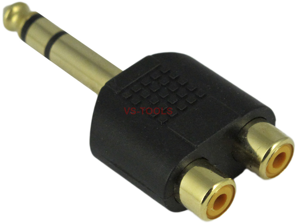 2 RCA (jack) Connectors to 6.3 mm Stereo (plug) Connector, Adapter (25 –  Steren Solutions