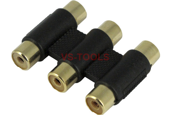 3 RCA AV Joint Straight Plug Jack Adapter Connector Coupler AV Cable
