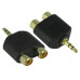3.5mm Stereo Plug to Dual Two 2 Port RCA Female Adapter Y Connector