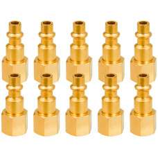 10pcs Brass Air Tool Fitting 1/4NPT Female to Male type Plug Connector