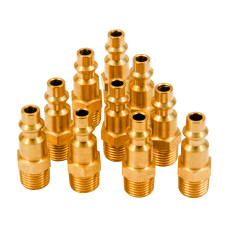 10pcs Brass Air Tool Fittings 1/4 NPT Male to Male Plug 727 Connector