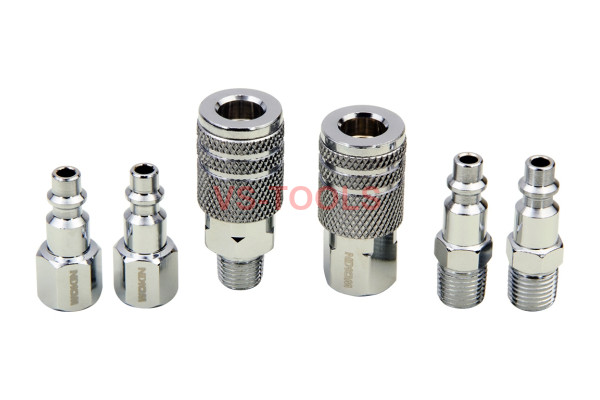 6pcs Air Hose Fittings 1/4in NPT Quick Connect Coupler Connector Plug