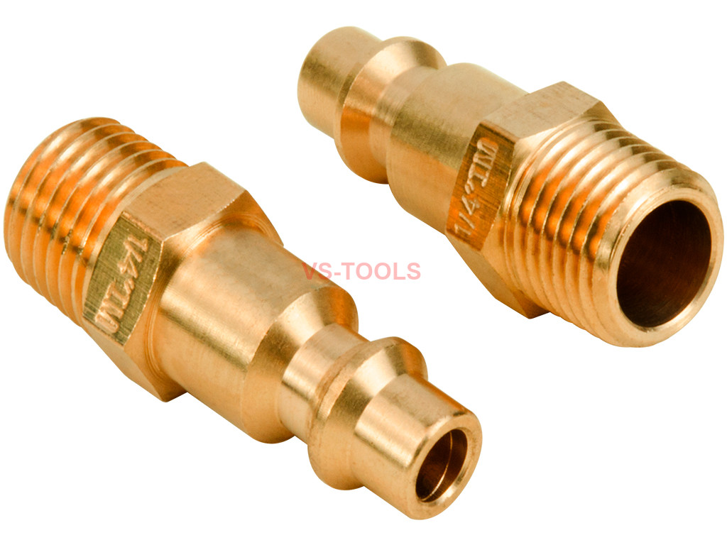 10 Industrial Solid Brass Air Fittings 1/4" NPT male M type Plug 