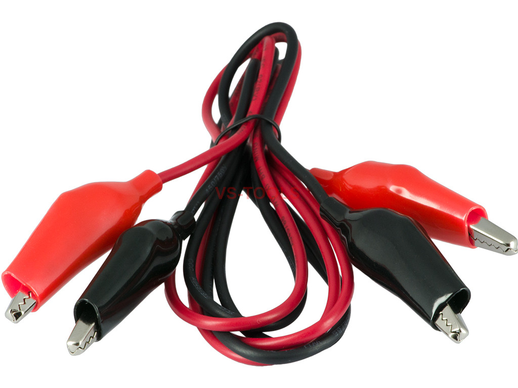 Pair of Dual Red & Black Test Leads with Alligator Clips Jumper Cable 16GA Wire 