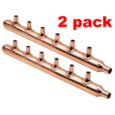 2 Pack 3/4in Inlet 1/2in PEX Water Outlet 6 Ports Closed End Manifold