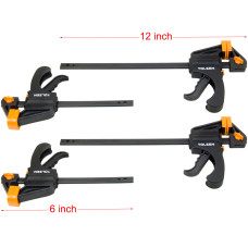 Pair of 6inch & 12inch Ratcheting Bar Locking Woodwork Clamps Spreader