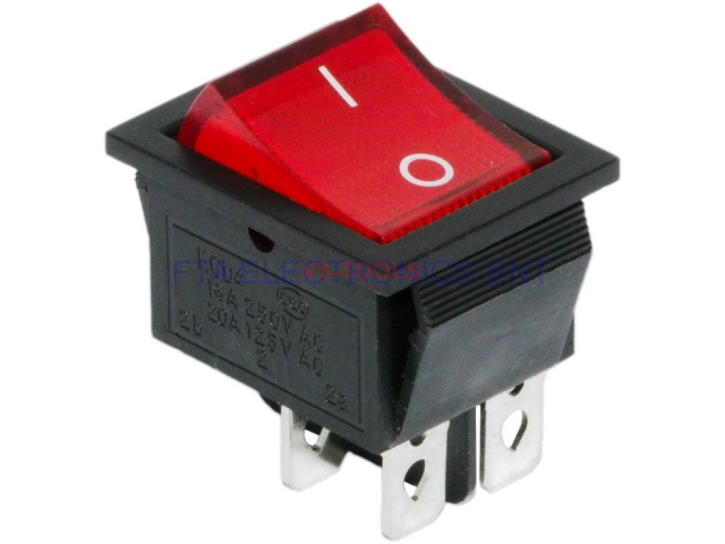 uxcell DPST 2 Positions 4 Terminal Red Button Boat Rocker Switch AC 16A/250V a14031700ux0256 