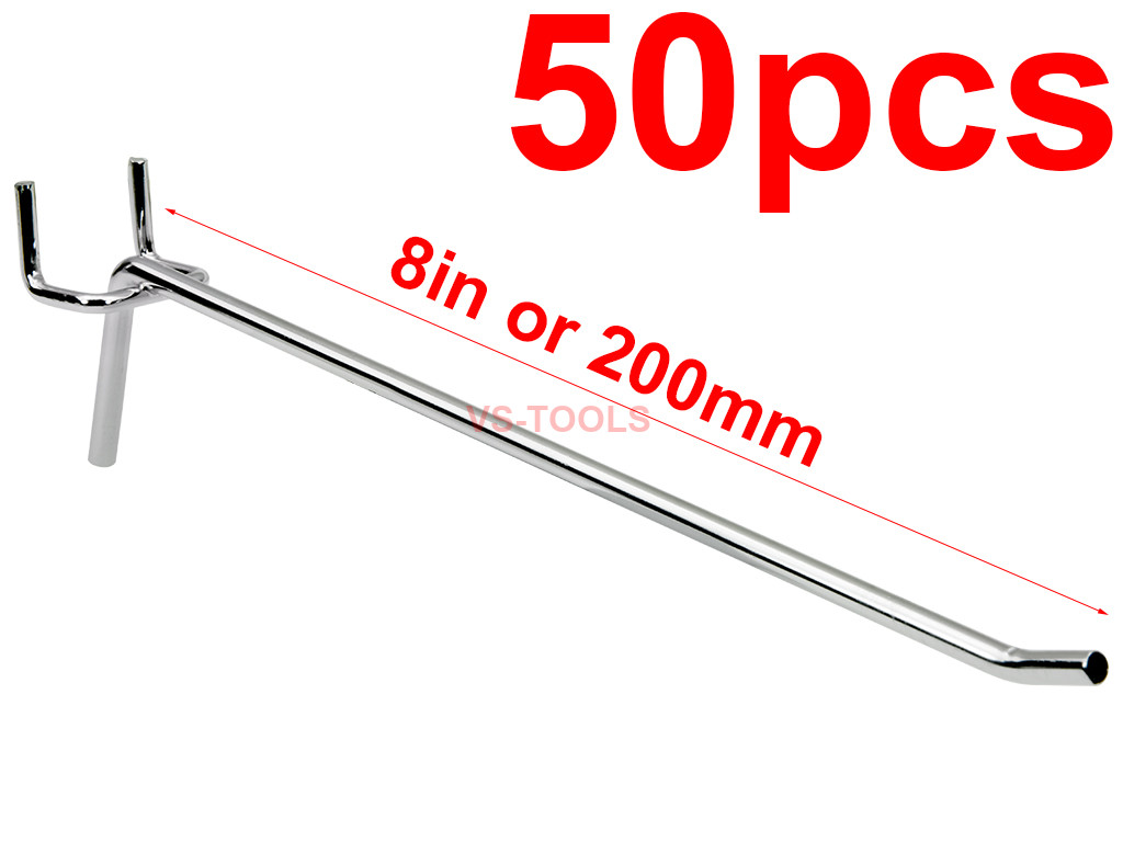 50pcs 8in Peg Metal Hook Tool Holder Garage Shelf Hanger