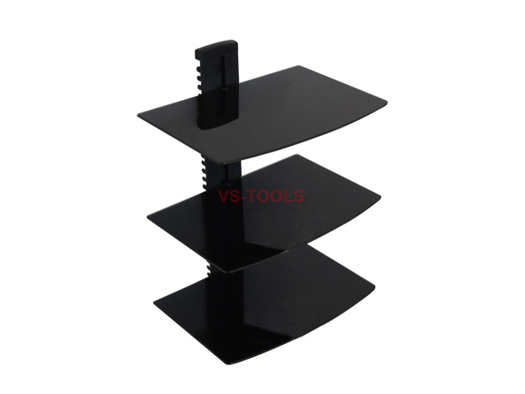 Adjustable 3 Shelf For Dvd Player Cable, Wall Mounted Shelves For Cable Box And Dvd Player