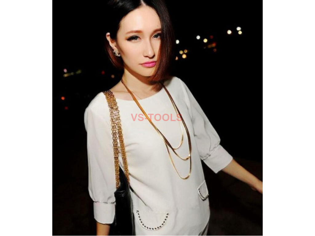 3 Row Snake Chain Lady Women Girl Gold Plated Necklace Thick Chains