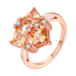 Size 8 Brass 18K Rose Gold Plated Zircon Crystal Lady Womens Girl Ring