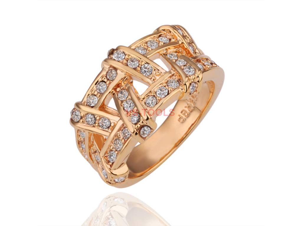 Size8 Ashbury Metal 18K White Gold Plated Rhinestone Crystal Lady Ring