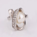Size 7 Ashbury Metal 18K White Gold Plated Pearl Rhinestone Ladys Ring