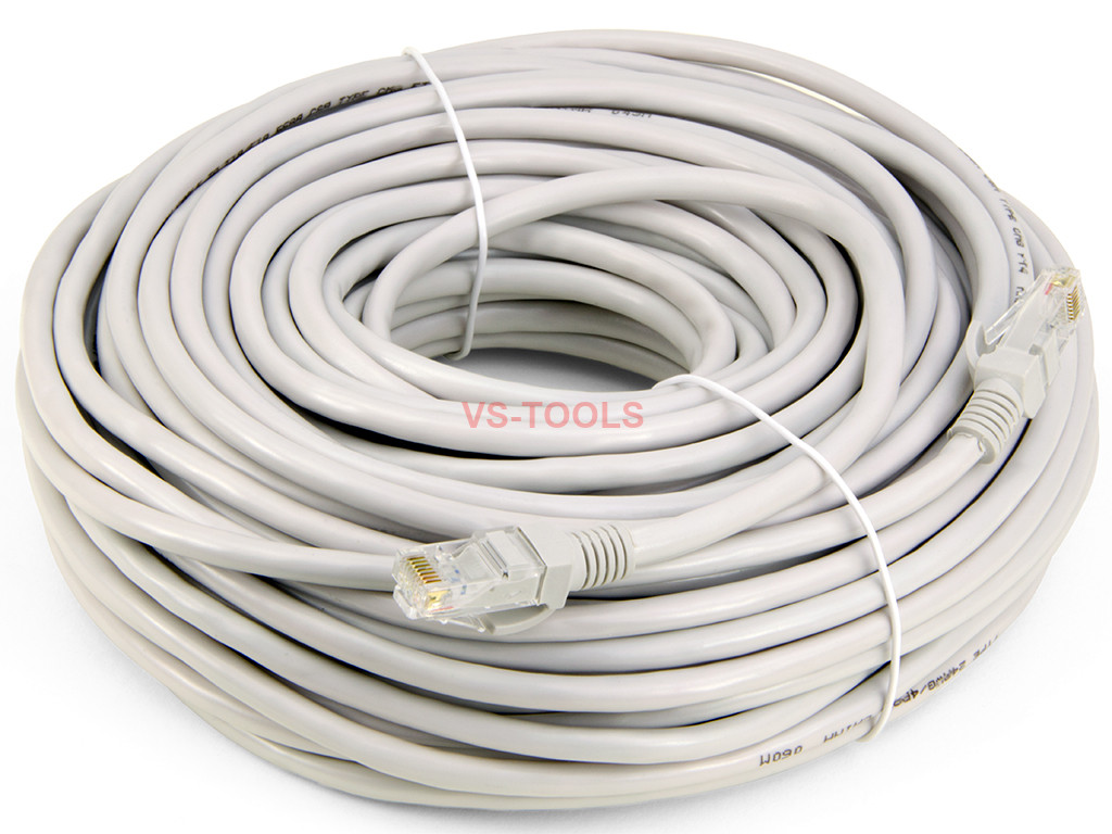 Gold 100 ft Feet Cat5e Ethernet Network Lan Cable RJ45 Jack Copper Wire Grey 