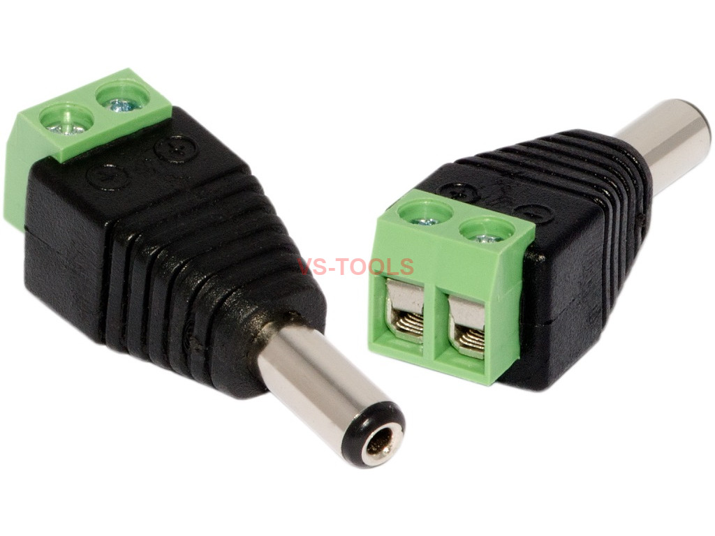 5.5mm x 2.1mm Male CCTV DC Power Plug to Male Plug Adapter Connector