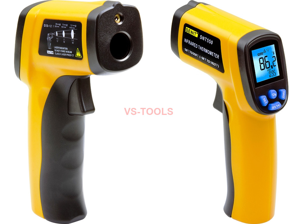 50～550℃ Handheld Non-Contact IR Infrared Thermometer 12:1 Digital Temperature Tester Pyrometer LCD Display with Backlight Centigrade Fahrenheit Adjustable Emissivity -58～1022℉ 