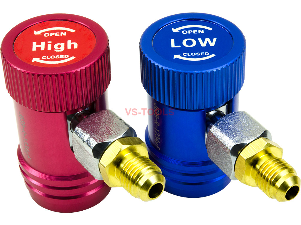 R12 to R134A AC Charging Hose Adapter Fitting Connector Refrigerant Can Adapter Valve Tool for Car Air-Conditioning R1234YF to R134A Adapter Quick Coupler Conversion Kit 