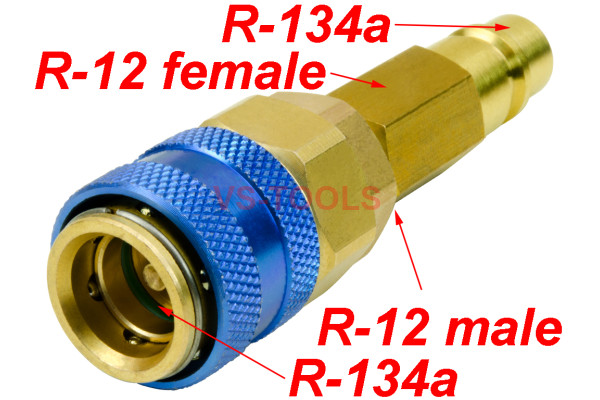 R134a Extension Low Side Quick Coupler Hose Adapter R12 Valve Fitting
