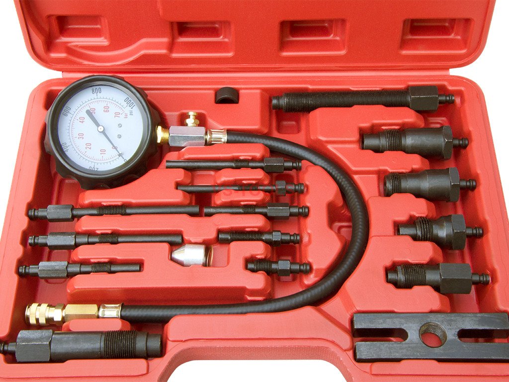KIMISS Diesel Engine Cylinder Pressure Tester Compression Tester Gauge Kit 0-1000psi Automotive Leakage Diagnosis Tool 