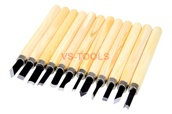 12pc Set Carbon Steel Cutting Wood Carving Tools Knife Chisel Woodwork