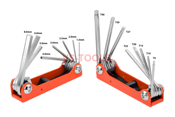 2Pack Folding Torx 6Point Star T9-T40 Metric Hex Key Allen Set 1.5-8mm