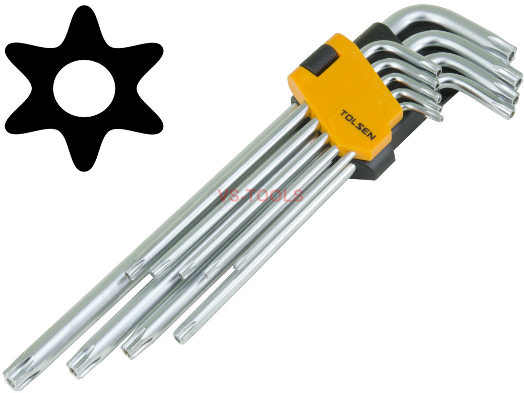 Mini 9 pcs Long Arm Star Torx Allen Hex Key Wrench Spanner CRV marked