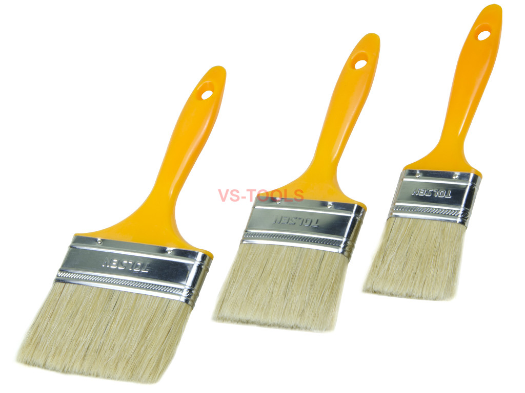 FHYTGBS Various Sizes Yellow Plastic Handle Paint Brush with Plastic Handle  Flocking Brush Plastic Full Sharpened Brush for Wall Decoration and Small