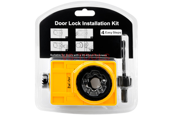 Wood Door Lock Hole Installation Jig Guide Metal Holesaw Drill Arbor