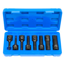 8pc 1/2inch Drive Long H5-H19 Hexagon Hex 6pt Cr-Mo Impact Sockets Set