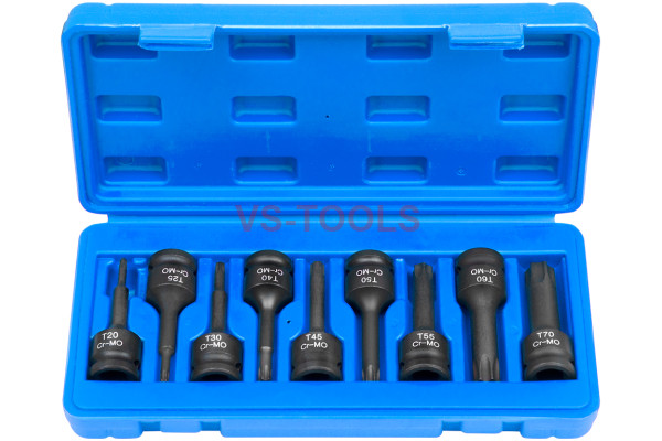 9pcs 1/2inch Drive Long T20-T70 Torx 6pt Star Cr-Mo Impact Sockets Set