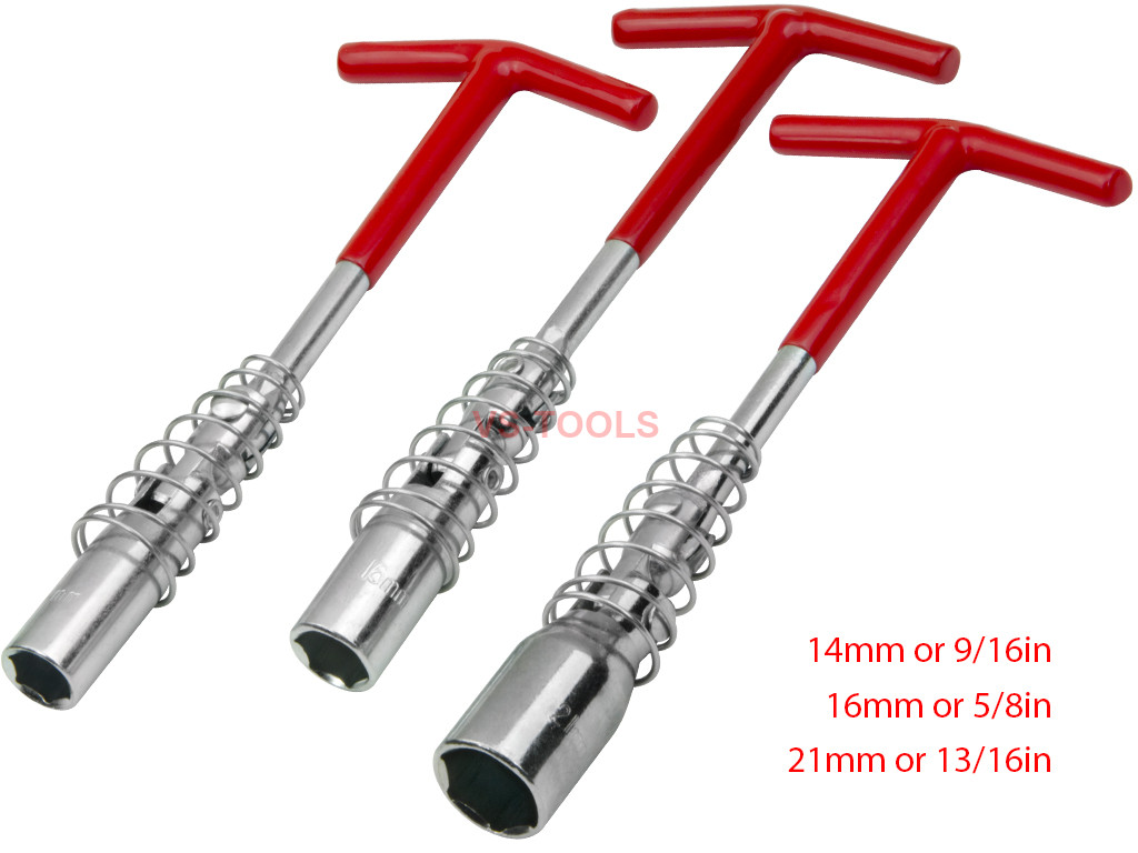 Sealey 3Pcs Flexible T-Bar Spark Plug Wrench Set Removal Tool 16mm & 21mm