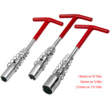 Universal Set of 3 Spark Plug T-Wrench Spanners 14mm 16mm 21mm Sockets