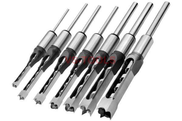 7pc Square Hole Mortise Chisel Drill Bit HSS Woodworking Saw Mortising