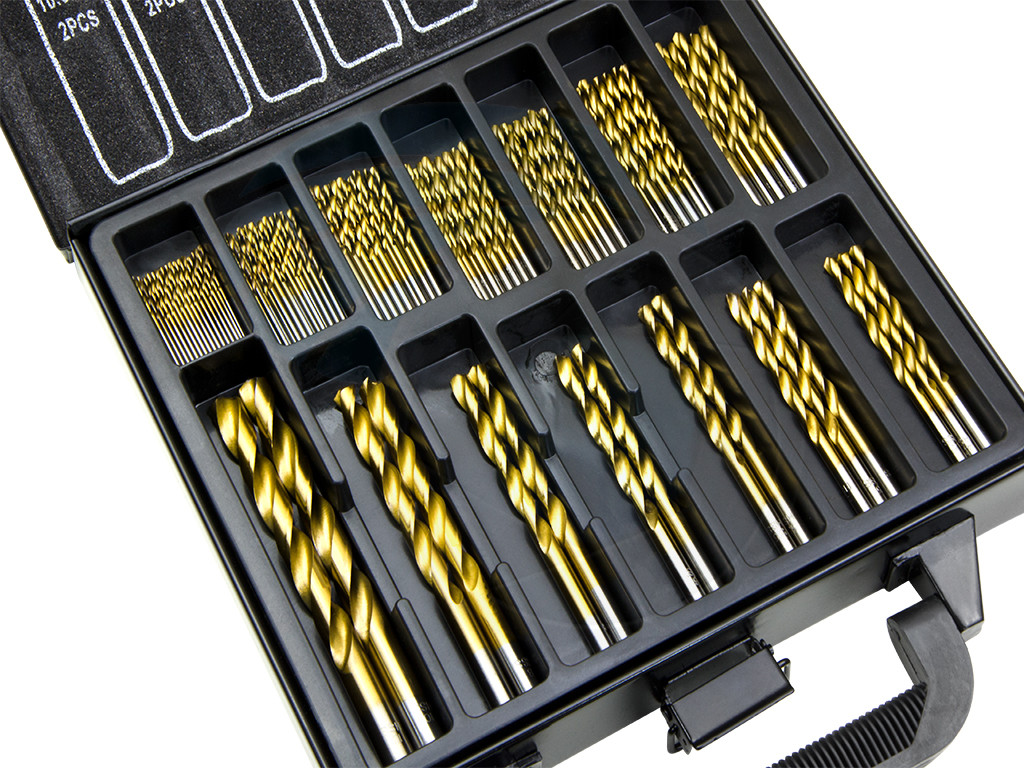DrillForce 20-Pack 5/32" HSS Titanium Coated Twist Drill Bits – 135° Point, Round Shank, For Metal