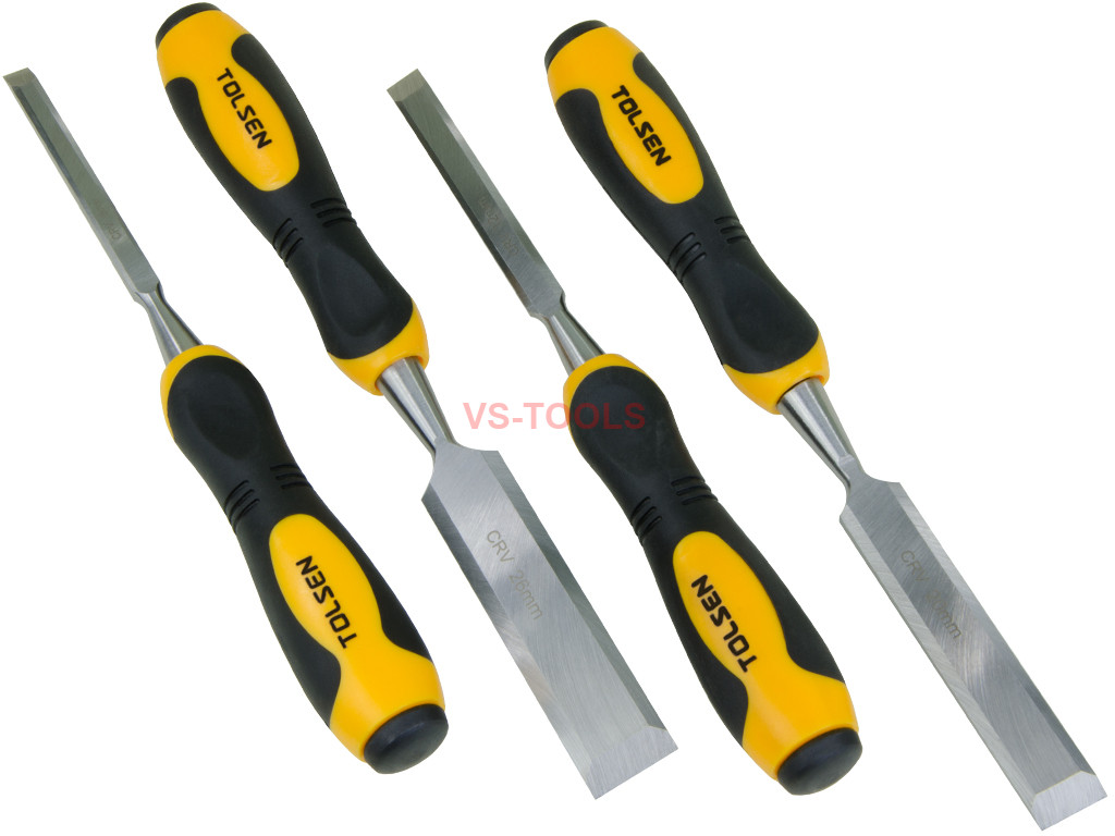 4pc CRV Woodwork Chisel Carving Woodworking Chisels Metal Strike Plate