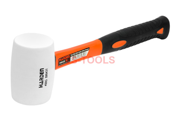 Medium White Rubber Mallet 450g 16oz Hammer Fiberglass TPR Handle Grip