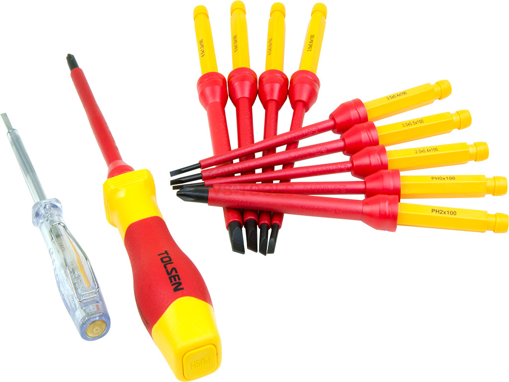 11Pcs insulated screwdriver set electrical anti-slip slotted/Philips carry case 
