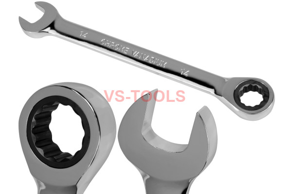 14mm Metric Chromed Ratchet Gear Spanner Fixed Head Combination Wrench