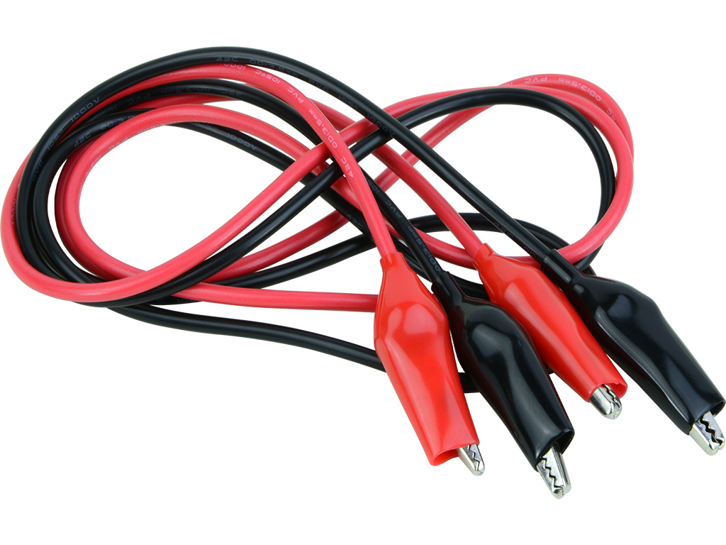 2 PC 20" Inch Dual Red Black Test Leads Alligator Clips Jumper Wires Cables