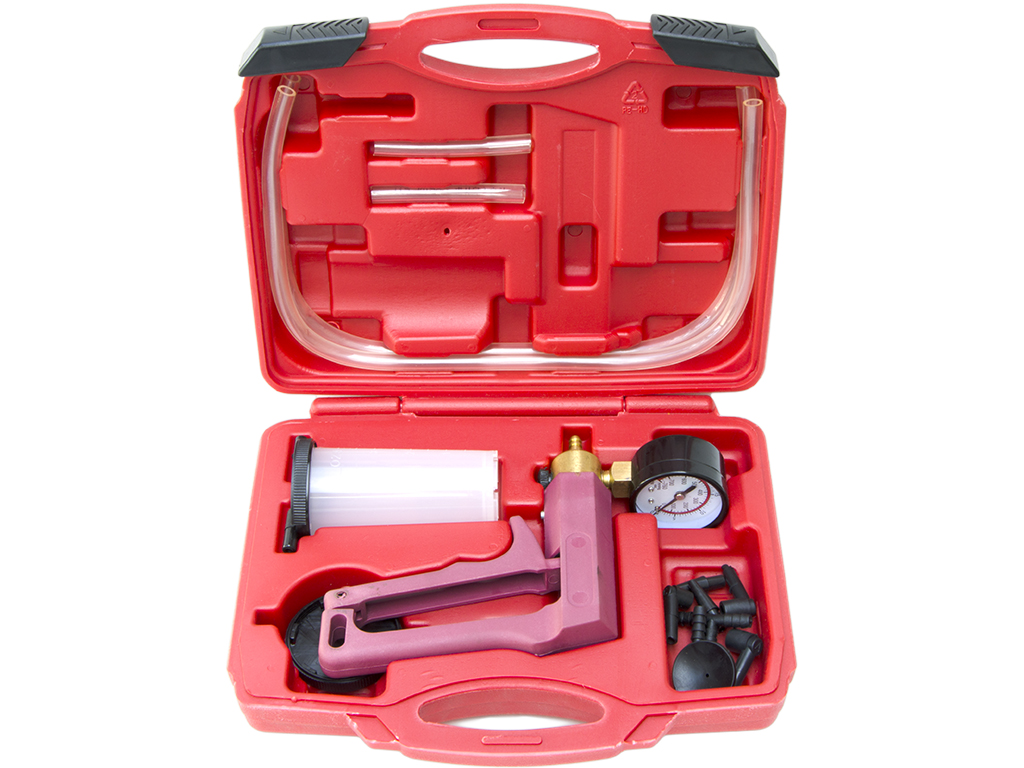 Case GOTOTOP Hand Held Vacuum Pump Tester Set Vacuum Gauge and Brake Bleeder Kit for Automotive&Motorbike Bleeding with Adapters 