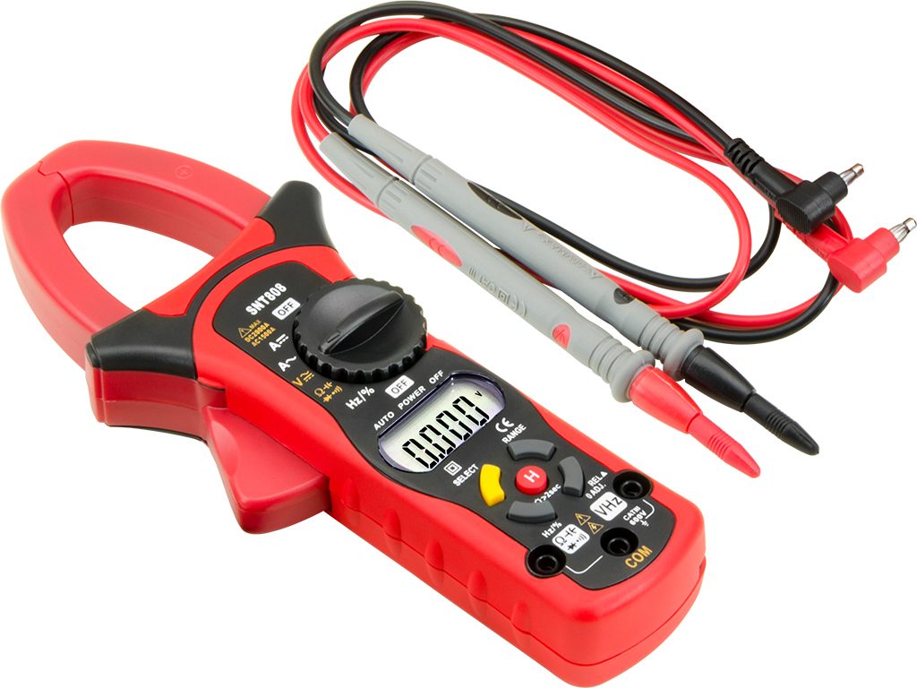 Auto-Ranging Clamp Meter, Digital Current with Voltage, Amp, Red 
