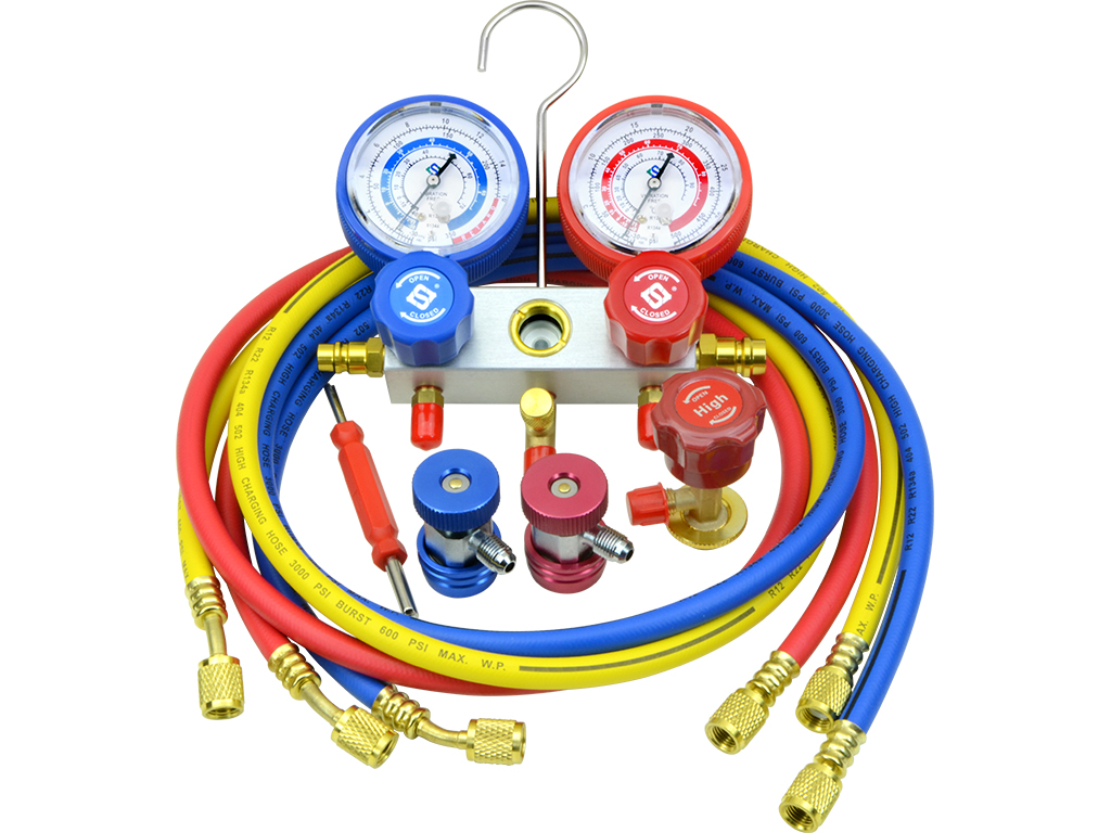 Details about   REFRIGERATION AIR CONDITIONING GAS RECHARGING REGASSING MANIFOLD GUAGE HOSE SET 
