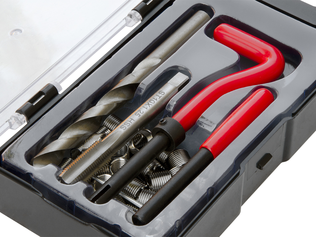 M10 x 1.25 mm Metric Thread Repair Insert Kit Compatible Hand Tool Set for Auto Repairing M10X1.25 Highking Tool Thread Repair Kit 