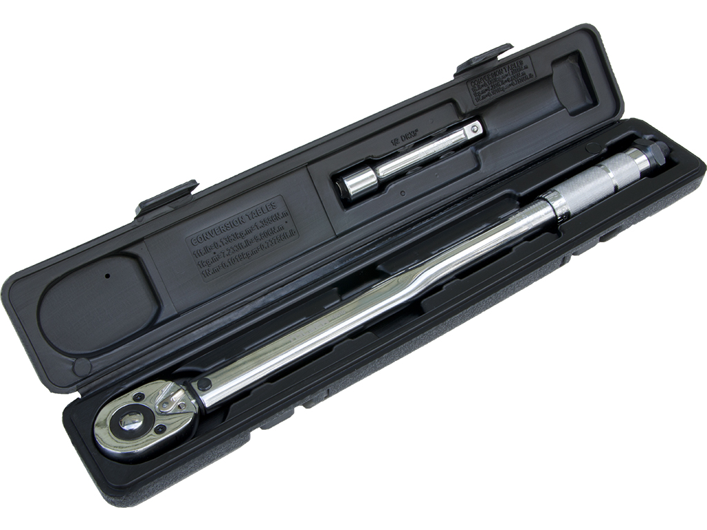 28-210Nm 1/2" Drive Torque Wrench In Case 125mm Extension Bar 3/8" Adaptor